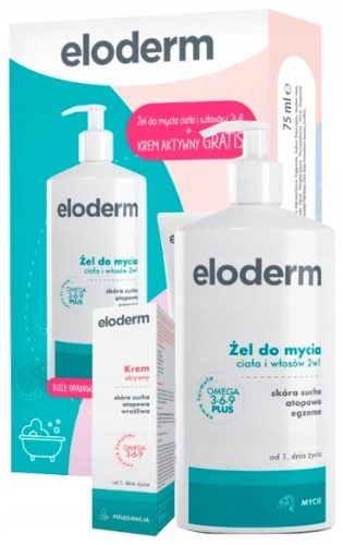 Komplet Eloderm kozmetike: gel za pranje tijela i kose te aktivna krema