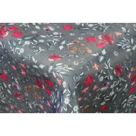 Obrus cvjetnog motiva na sivoj podlozi 130 cm x 210 cm