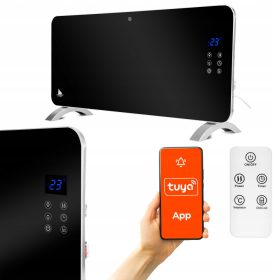 Gruber Električni Konvektor 2000 W WiFi LED Grijalica, Crna