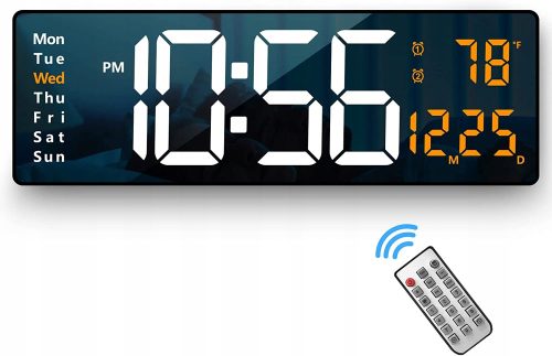 Led Clock 6626 zidni sat bijela, crna, nijanse zelene, 38,7 cm