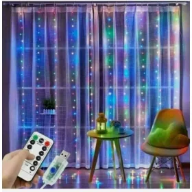   LED zavjese 300 3x3m RGB - Profesionalna girlanda s 300 LED svjetlima u dužini od 3 metra i širinom od 3 metra, savršena za stvaranje čarobne atmosfere u vašem domu. Ova LED kurtina dolazi s 8 različi