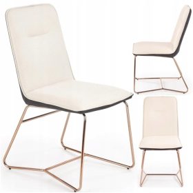   Kraljevska stolica od eko kože za glamuroznu dnevnu sobu K390 krem zlatna