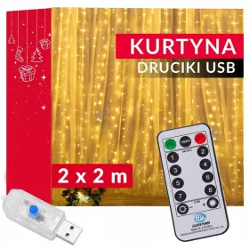   BLAGDANSKA ZAVJESA SA 200 LED SVJETILJKA, 2x2m, TOPLA BIJELA, USB