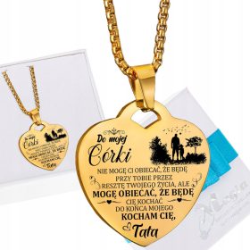    Zlatna ogrlica privjesak KĆI Za kćer od tate POKLON GRAVURA Kutija