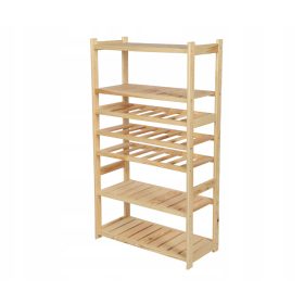 Drveni regal za LSR prostor, 7 polica, Prirodni