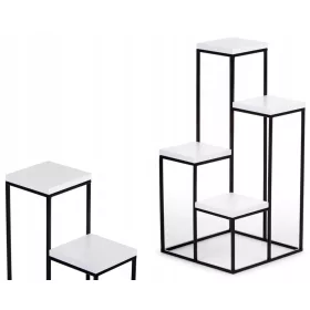   Cvjetni stalak "CASCADA" za cvijeće 70 cm crno-bijeli LOFT za 4 saksije