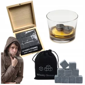 Hladni Kamenci Drvene Whisky Kocke 12kom Poklon za Muškarce