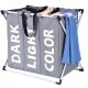 Košara za rublje s 3 komore za donje rublje i igračke, 130L, crna, sive nijanse