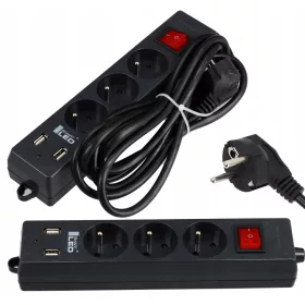 Smartled trakasti produžni kabel, crni, 3 m