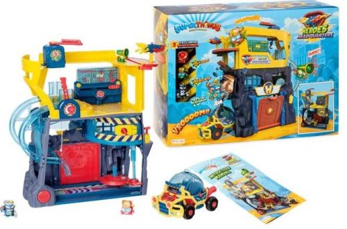 SUPERZINGS Glavna baza heroja za obranu od neprijatelja spremna za akciju! Kada je Kaboom City u opasnosti, samo pomakni polugu da podigneš kapsulu do centra za zapovijedanje, a zatim je pošalji dolje