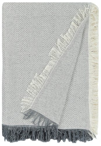 Luksuzni prekrivač pamučne tkanine u krem sivoj boji s uzorkom riblje kosti 180 cm x 260 cm