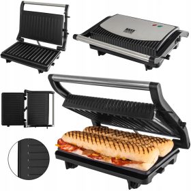   Električni roštilj s tosterom Grill Bass BH 10394 1000 W srebrna/siva 4w1