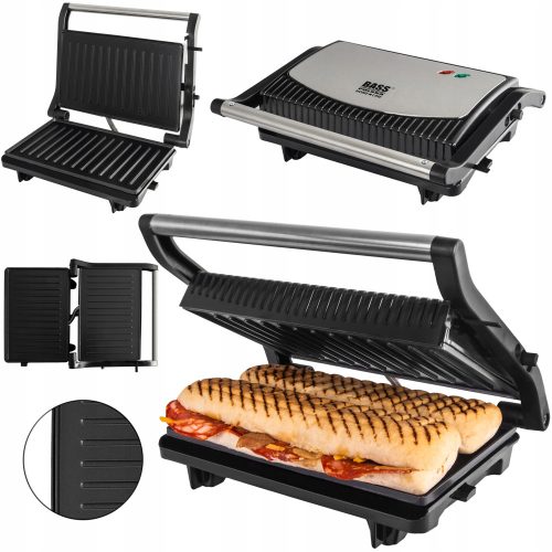 Električni roštilj s tosterom Grill Bass BH 10394 1000 W srebrna/siva 4w1