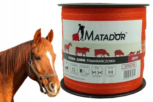 Električna traka za pastira za konje Matador MTR070R 20mm x 200m