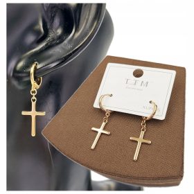   Zlatne naušnice s visećim križićima od kirurškog čelika