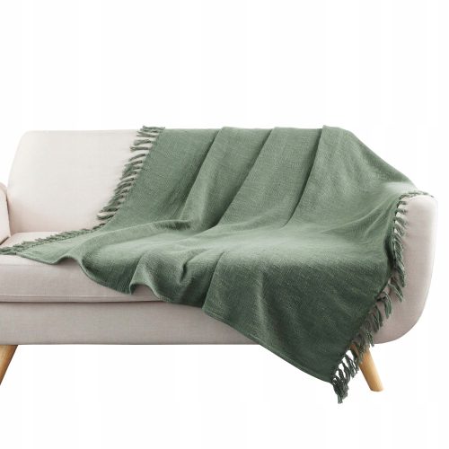 Olivkovit pokrivač s resama u boho stilu 125x150 cm