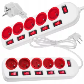 Maclean produžni kabel 1,5 m, 5 utičnica, bijeli
