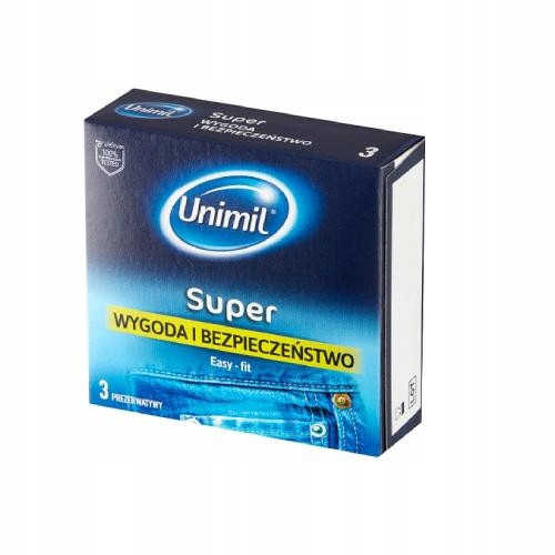 Unimil Super Easy-Fit kondomi od lateksa, prirodna boja, 53 mm, 3 kom