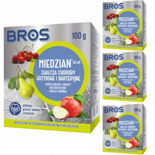 Fungicid Miedzian 50 WP Bros u prahu, 100 g x 4 pakiranja za zaštitu bilja