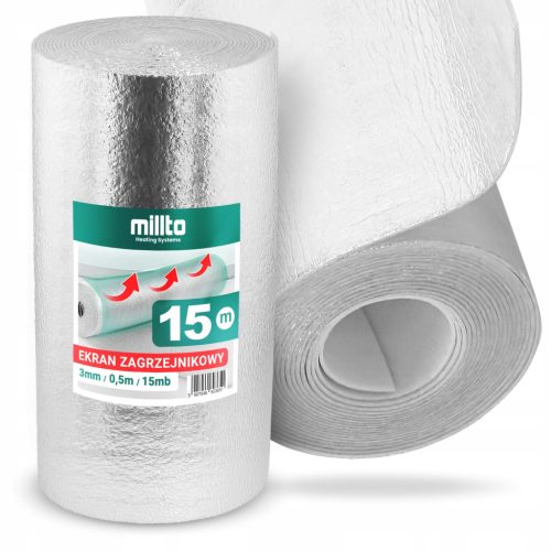 Aluminijska izolacijska prostirka za radijatore Millto 0,5 x 15 m x 3 mm
