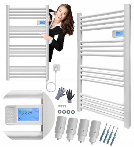 Električni kupaonski radijator s termostatom 500W 96x54 cm bijeli