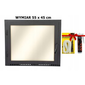   AlfaStal Fireproof Steel Door with Glass for Fireplace - 55x45 cm Left