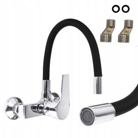 Sudoper Quality Flash zidna kuhinjska slavina, crna, srebrna