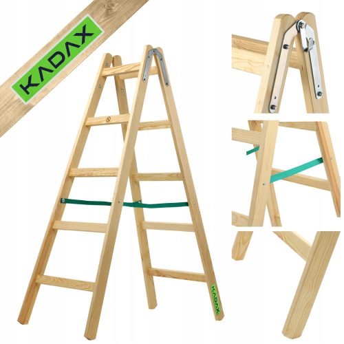 KADAX Drvene Ljestve 3m 2x5 Dvostrane S 150 kg