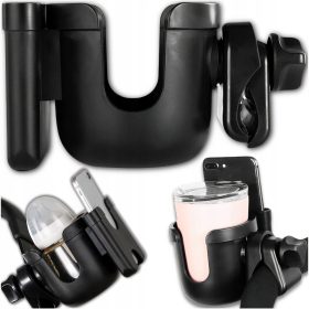   Držač za kolica za telefon, čašu, bocu, 2u1, univerzalni držač boca za vodu