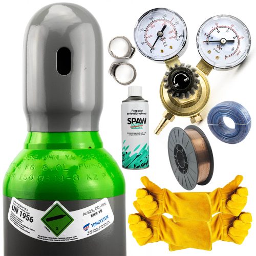SET - KOMPLET ZA ZAVARIVANJE PLINSKA BOCA 8L 150 BARA PUNA + MIG/MAG ŽICA 0,8 KOLUT 5KG + DODATNA OPREMA