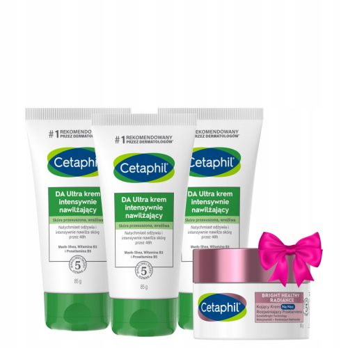 Cetaphil DA Ultra Set: Intenzivna Hidratantna Krema 85g - 3 komada + GRATIS noćna krema