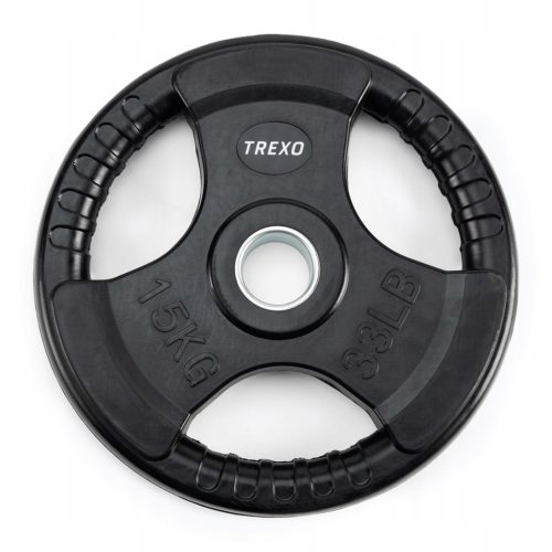 Uteg od lijevanog željeza s TREXO gumom, crni, 15 kg