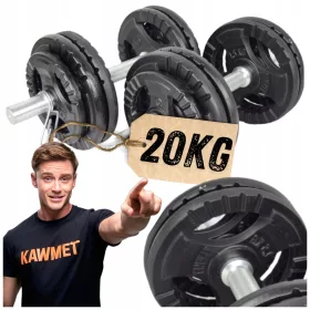    CAST IRON Bučice za vježbanje, set 2 x 20KG, KAWMET šipke za utege 40kg