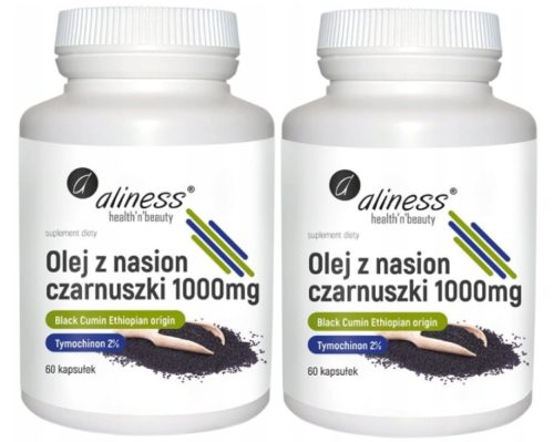 Aliness Ulje Crnog Kima 2% 1000 mg, Dvostruko Pakiranje – 120 Kapsula za Alergije i Astmu