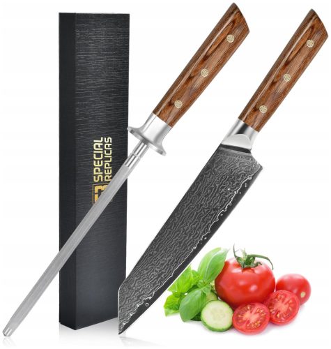 Specijalni japanski kuharski nož od damask čelika + nož za oštrenje YD201-22