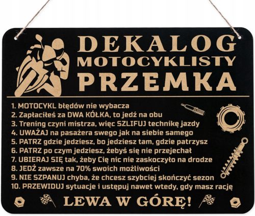  VELIKA tabla DEKALOG MOTOCIKLISTA, ugraviran poklon