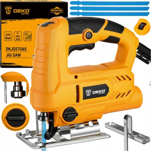 Wyrzynarka DEKO DKJS57G65 570W, Električna Uboda Pila za Drvo i Metal, Regulacija Brzine, 6 Nivoa, Sistem Odsysanja Prah