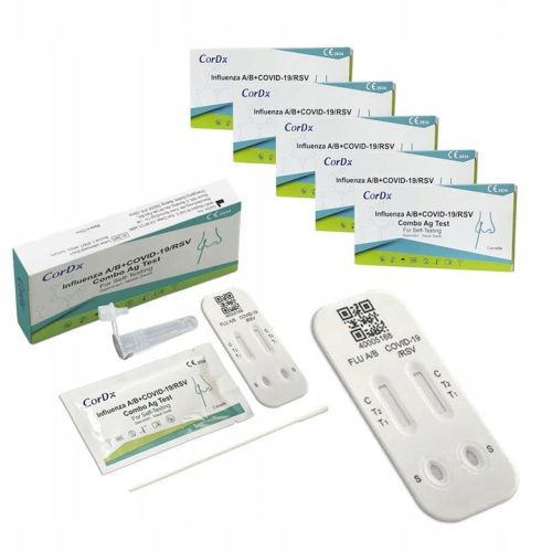 Test za samoprocjenu dijagnostiku gripe A/B, COVID-19 i RSV - Combo 4 u 1, 6 komada