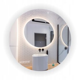 Crveno zidno ogledalo, krug, 600 x 600 mm