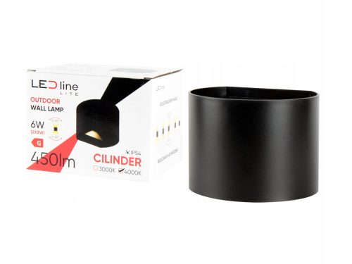 LEDLine vrtna zidna svjetiljka crna, integrirani 6 W LED izvor