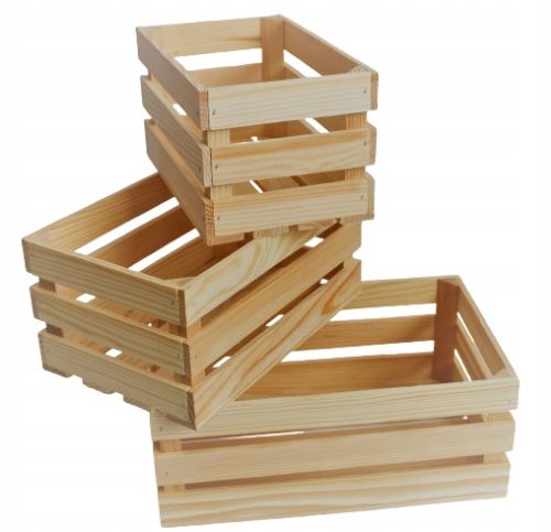  Set od 3 drvene kutije od borovine