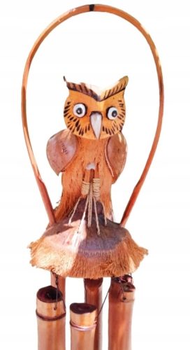 Gong zvona od bambusa s motivom sove 30 cm/110 cm
