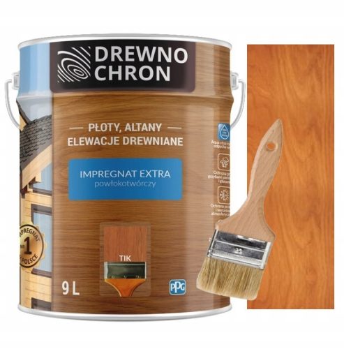 Drewnochron Impregnacija za drvo Extra 9L Tik + Četka