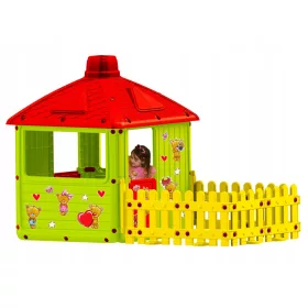   Dječja Kućica s Kominom i Tarasom - Keny Toys XXL Plastična Vrt Kućica za Djecu 2+ godine