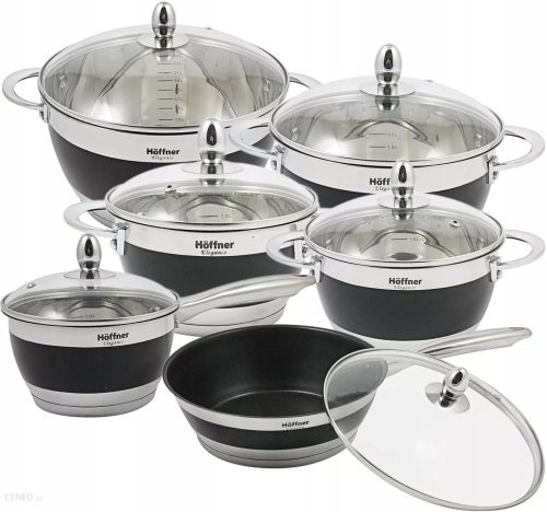 Tradicionalni set lonaca Hoffner HF-9969, 12 komada, nehrđajući čelik, crni