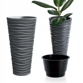    Prosperplast saksija 39 cm x 39 x 75 cm promjer 39 cm plastična crna, nijanse sive i srebrne