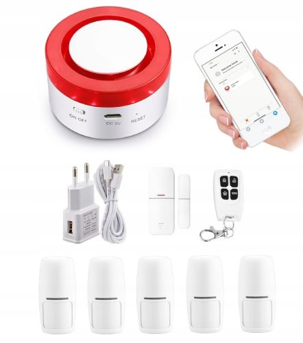 BEŽIČNA SIRENA WiFi ALARM TUYA POLISH +5 PIR
