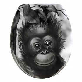   WC daska Bijela, crna duroplast | Duroplast WC sjedalo, univerzalno Wenko majmun