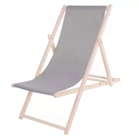   Springos® drvena ležaljka za plažu - Siva Oxford tkanina - Sklopiva