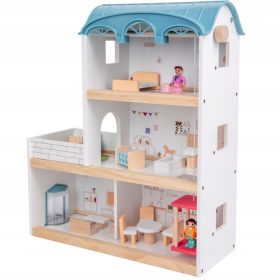   Drvena kuća za lutke s dvije etaže i priborom za namještaj, uključujući dizalo XXL